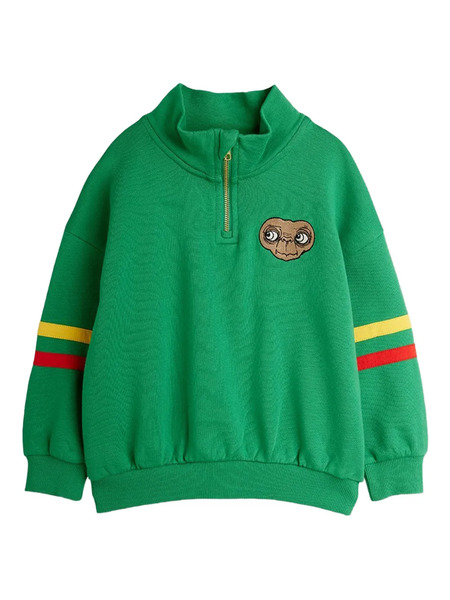  Mini Rodini Zip-neck Striped-detail Sweater - Green 