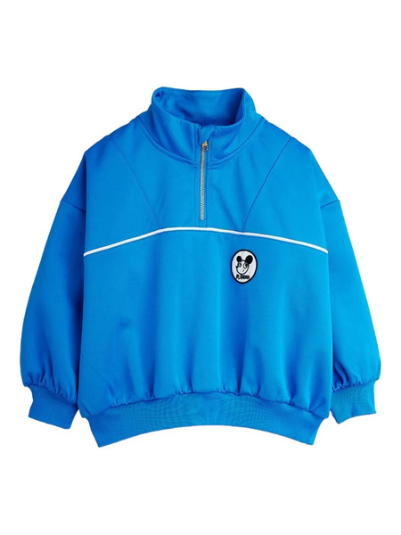  Mini Rodini Zip Panda Patch Top - Blue 