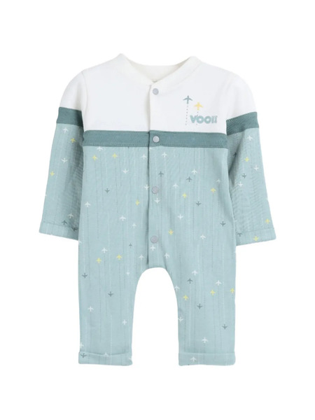  Mininio Aeroplane-print Romper - Green 