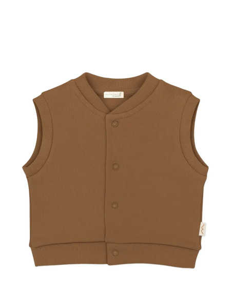  Mininio Buttoned Ribbed Top - Brown 