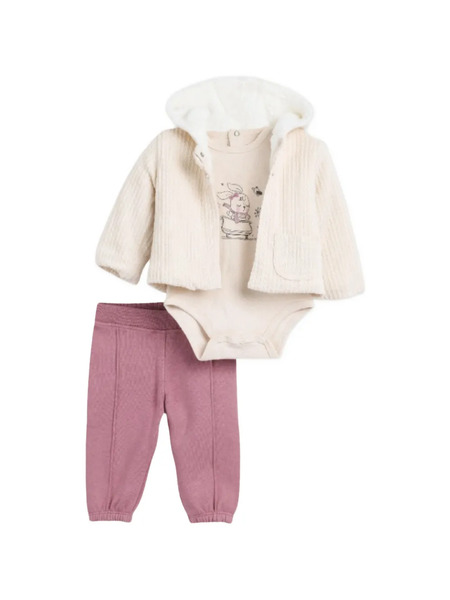  Mininio Elastic-waist Trousers Set (set Of Three) - Pink 