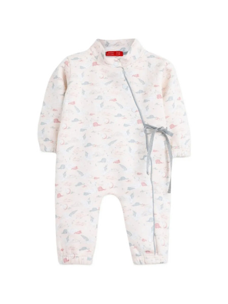  Mininio Tie-detail Printed Romper - Neutrals 