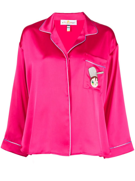  Mira Mikati Embroidered-doll Buttoned Pyjama Top - Pink 