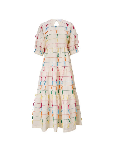  Mira Mikati Fringed Midi Dress - Neutrals 