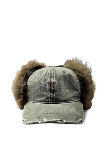  Misbhv Distressed Fur Trim Hat - Green 