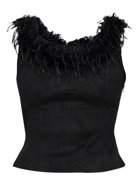  Misbhv Feather-trim Top - Black 