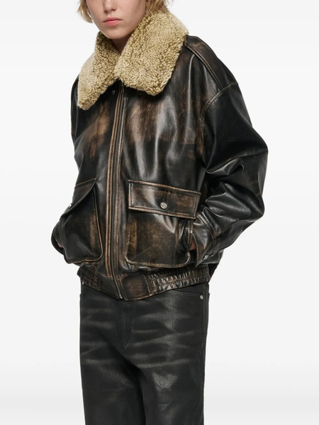  Misbhv Front-pocket Leather Jacket - Black 