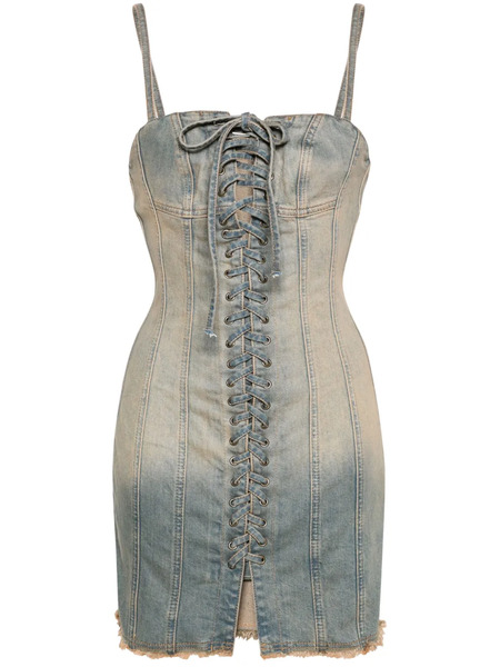  Misbhv Lara Lace-up Denim Dress - Blue 
