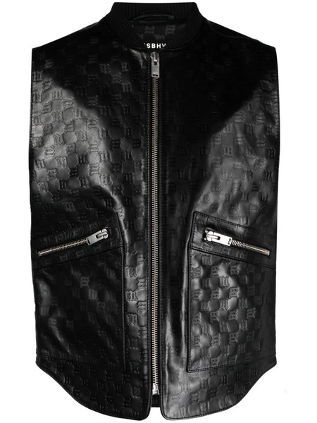  Misbhv Monogram-embossed Leather Vest - Black 