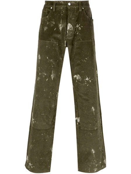  Misbhv Paint-splatter Corduroy Trousers - Green 