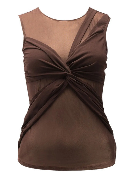  Misbhv Tied Sleeveless Top - Brown 