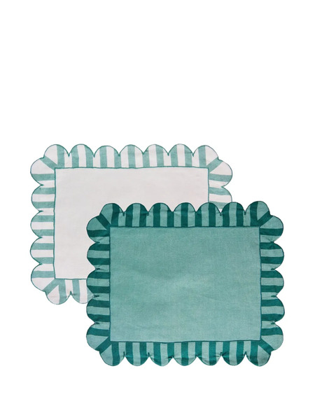  Misette Jardin Scalloped Double-sided Placemats (set Of Four) - Green 