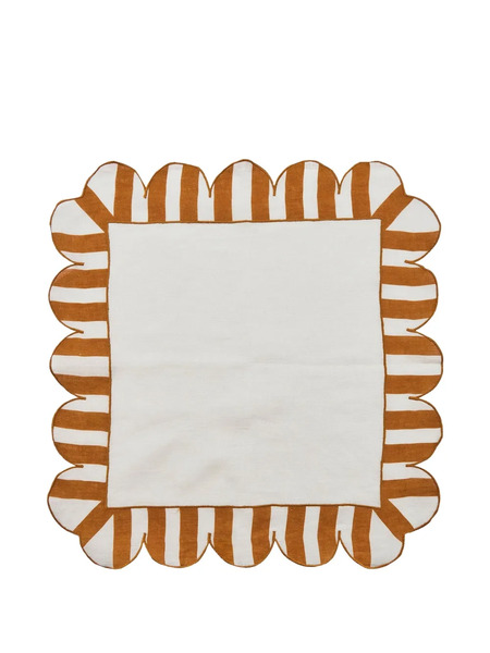  Misette Scalloped Stripe Linen Napkins (set Of Four) - Neutrals 