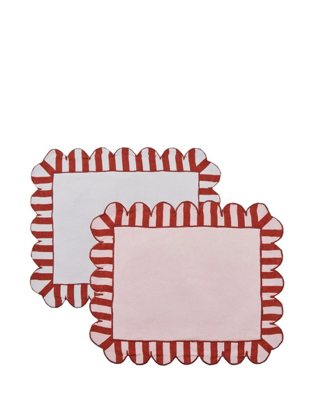  Misette Scalloped Stripe Placemat - Red 