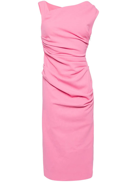  Misha Alaska Draped-detail Midi Dress - Pink 