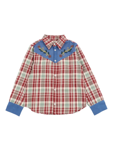  Misha & Puff Check-pattern Embroidered-detail Shirt 