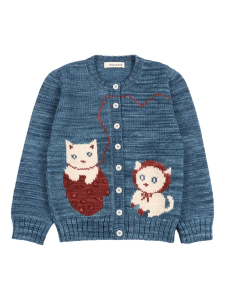  Misha & Puff Kittens-graphic Cardigan - Blue 