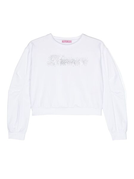  Miss Blumarine Crystal-logo Sweatshirt - White 