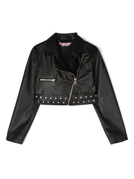  Miss Blumarine Logo-embroidered Biker Jacket - Black 