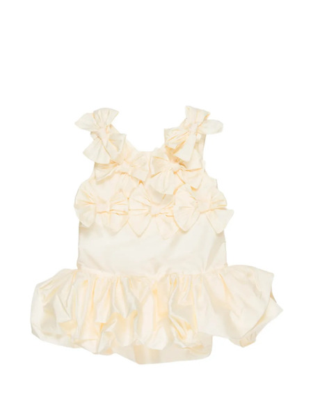  Miss Grant Kids Bow Ruffled Dress - Neutrals 