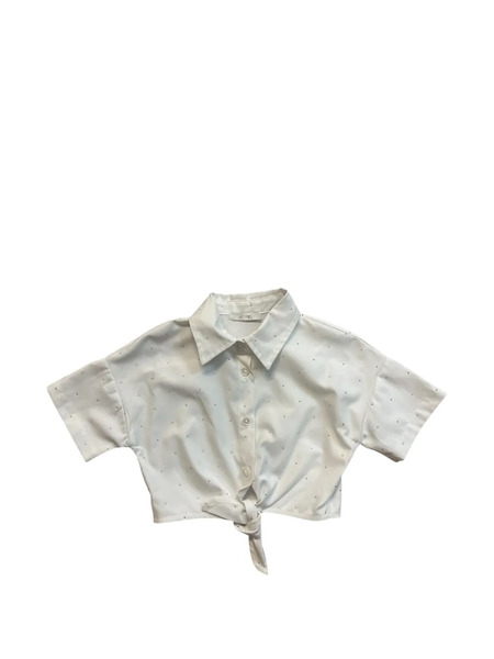  Miss Grant Kids Dotted Tie-front Top - White 