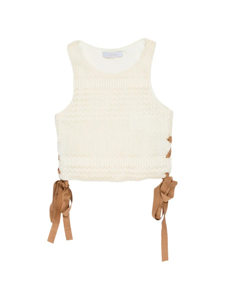  Miss Grant Kids Lace-up Top - Neutrals 