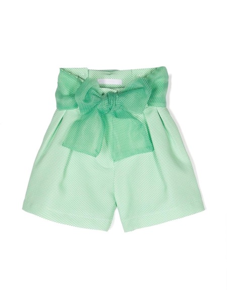  Miss Grant Kids Mini-check Belted Shorts - Green 