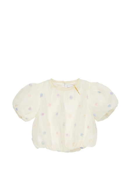  Miss Grant Kids Polka Dot Puffed Top - Neutrals 