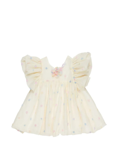  Miss Grant Kids Ruffled Polka Dot Dress - Neutrals 