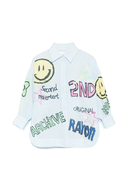  Miss Grant Kids Striped-pattern Graphic Shirt - Blue 