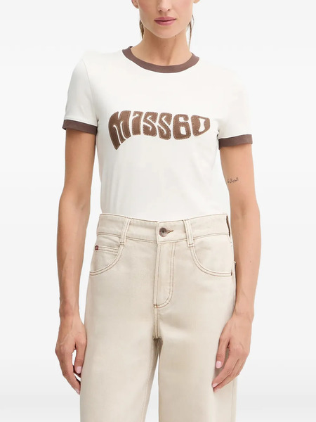  Miss Sixty Appliquéd Ringer T-shirt - White 