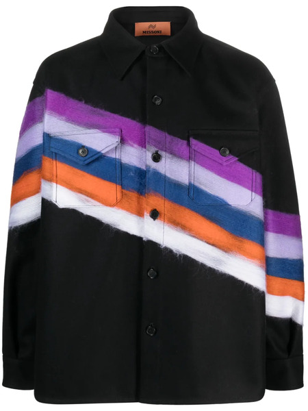  Missoni Brushed-effect Striped Shirt Jacket - Black 