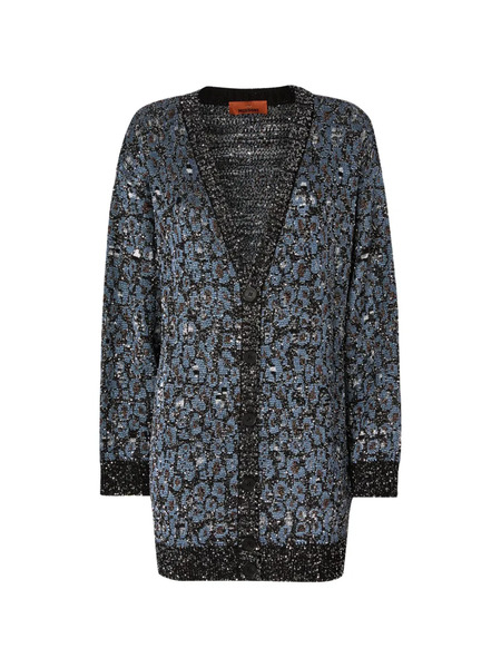  Missoni Buttoned Animal-print Cardigan - Blue 