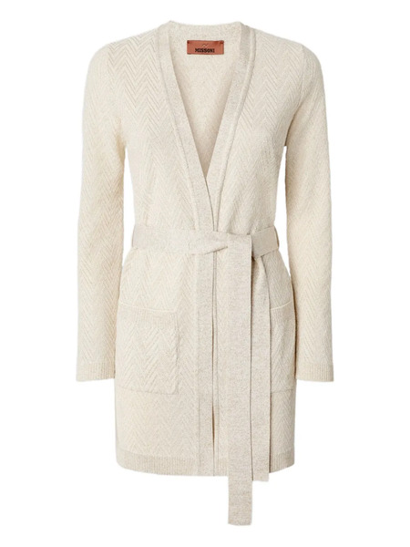  Missoni Chevron-pattern Belted Cardigan - Neutrals 