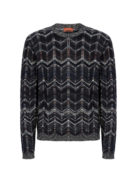 Missoni Chevron-pattern Crew-neck Sweater - Blue 