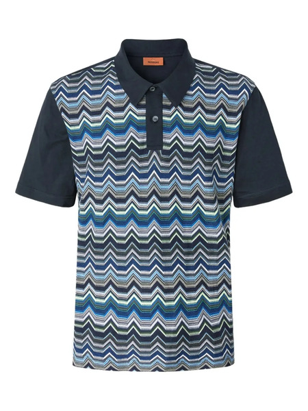  Missoni Chevron-pattern Polo Shirt - Black 