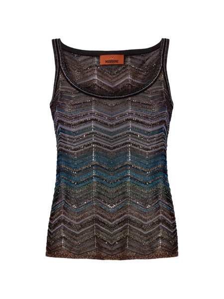  Missoni Chevron-pattern Sequin-detail Top - Green 