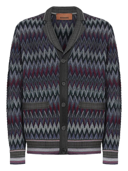  Missoni Chevron-pattern Shawl-collar Cardigan - Grey 