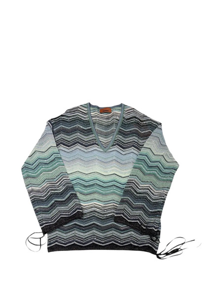  Missoni Chevron-pattern V-neck T-shirt - Blue 