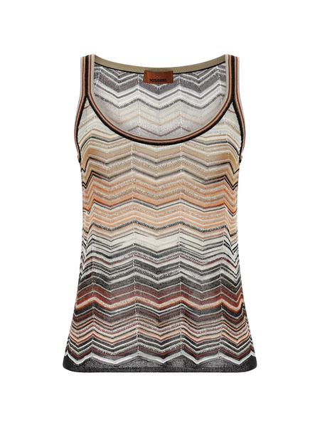  Missoni Chevron Sequin Tank Top - Neutrals 