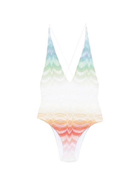  Missoni Cross-back Chevron Swimsuit - White 