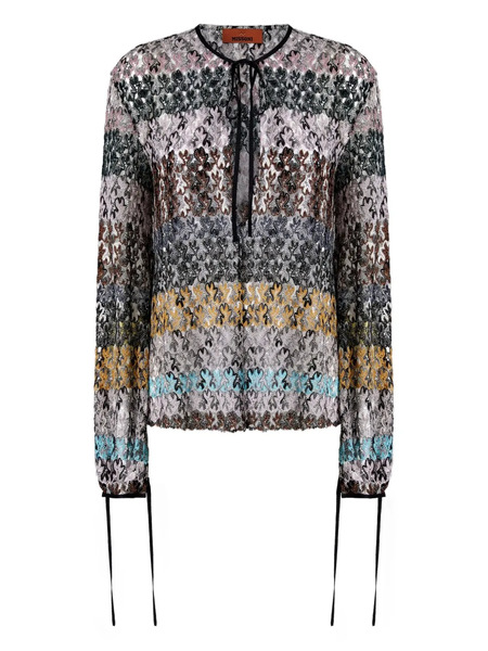  Missoni Floral-lace Long-sleeve Top - Grey 