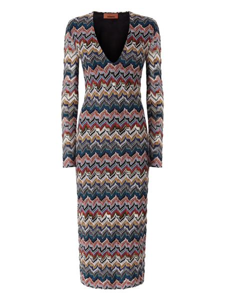  Missoni Geometric-pattern Long-sleeve Dress - Blue 