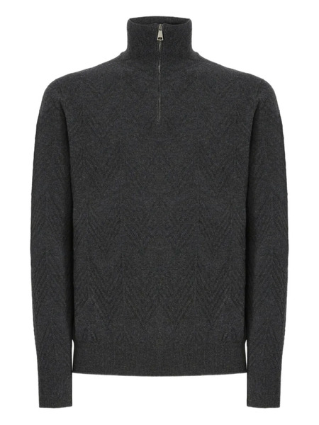  Missoni Herringbone Half-zip Sweater - Grey 