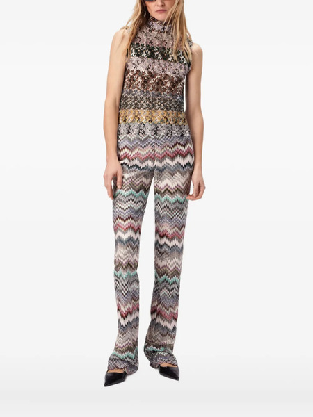  Missoni High-neck Floral-pattern Top - Neutrals 