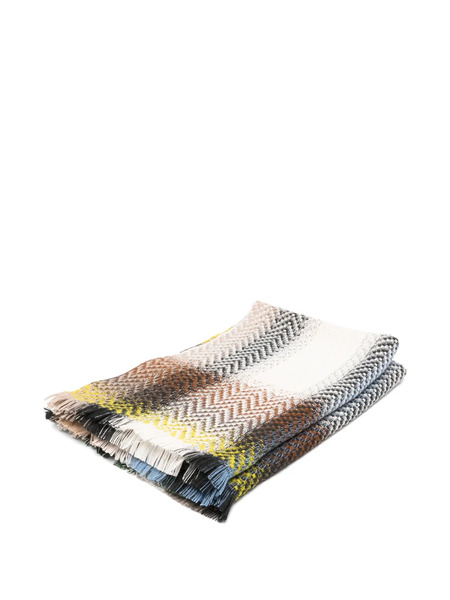  Missoni Home Check New Zig-zag Fringed Throw - Neutrals 
