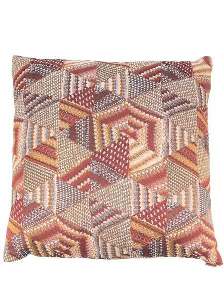  Missoni Home Geometric Patchwork Embroidered Cushion - Brown 