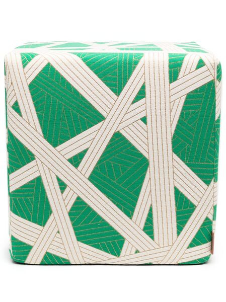  Missoni Home Stripe-pattern Cube-shape Pouf - Green 