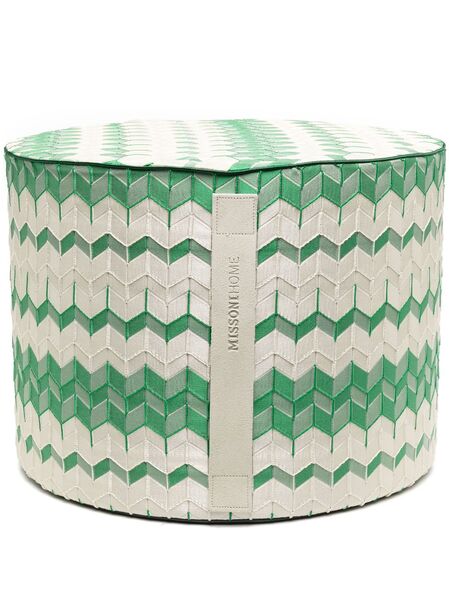  Missoni Home Zigzag-design Cylinder-shape Pouf - White 