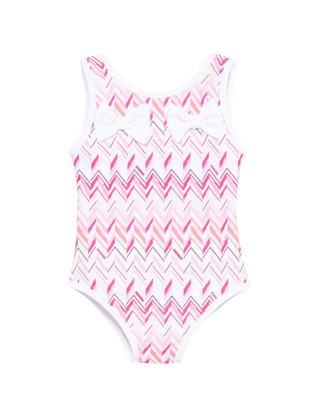  Missoni Kids Bow Patterned Swimsuit - White 